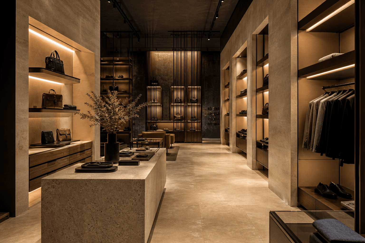Conceptual retail fit-out visual for Vaastvik Infra.